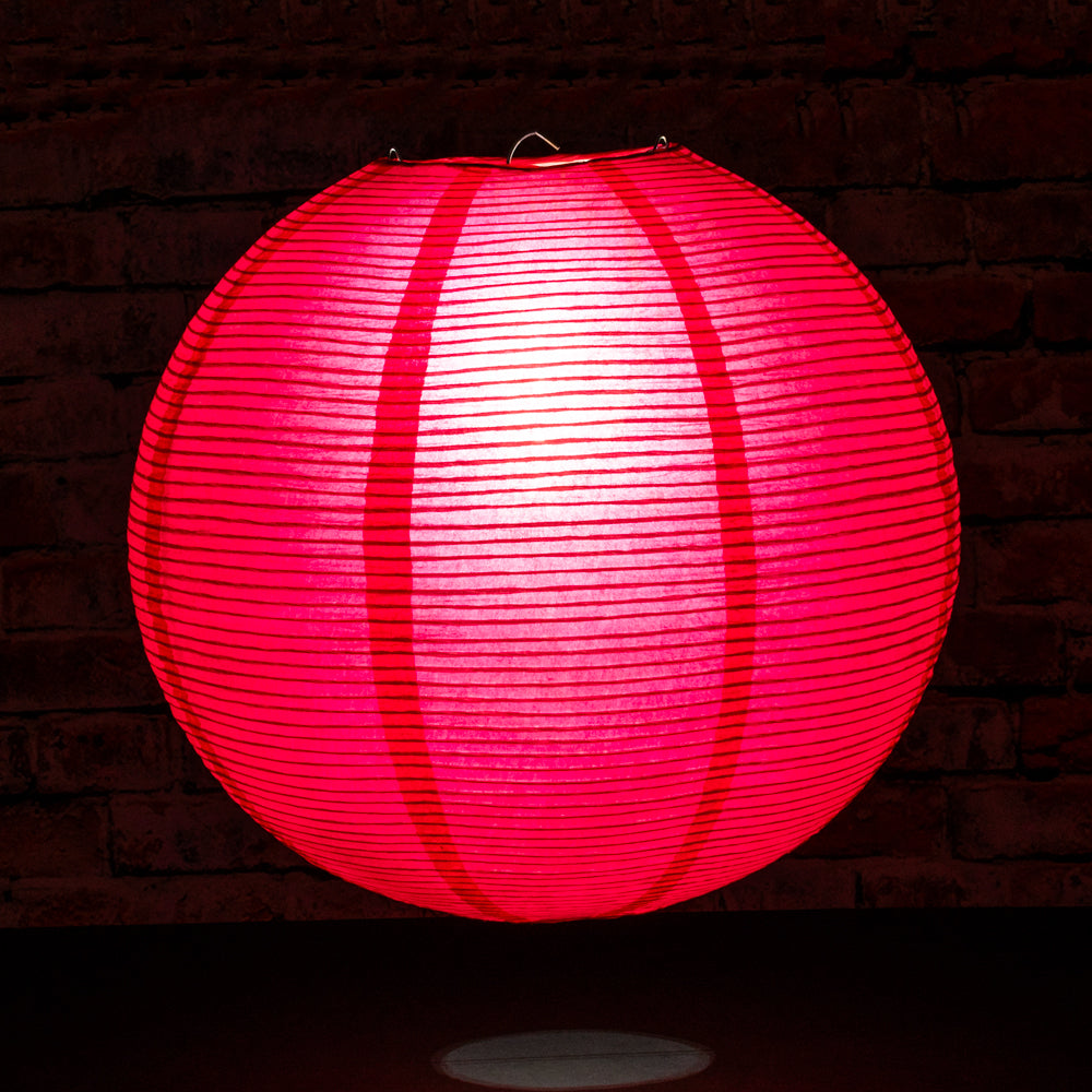 12" Red Fine Line Premium Even Ribbing Paper Lantern, Extra Sturdy - PaperLanternStore.com - Paper Lanterns, Decor, Party Lights & More