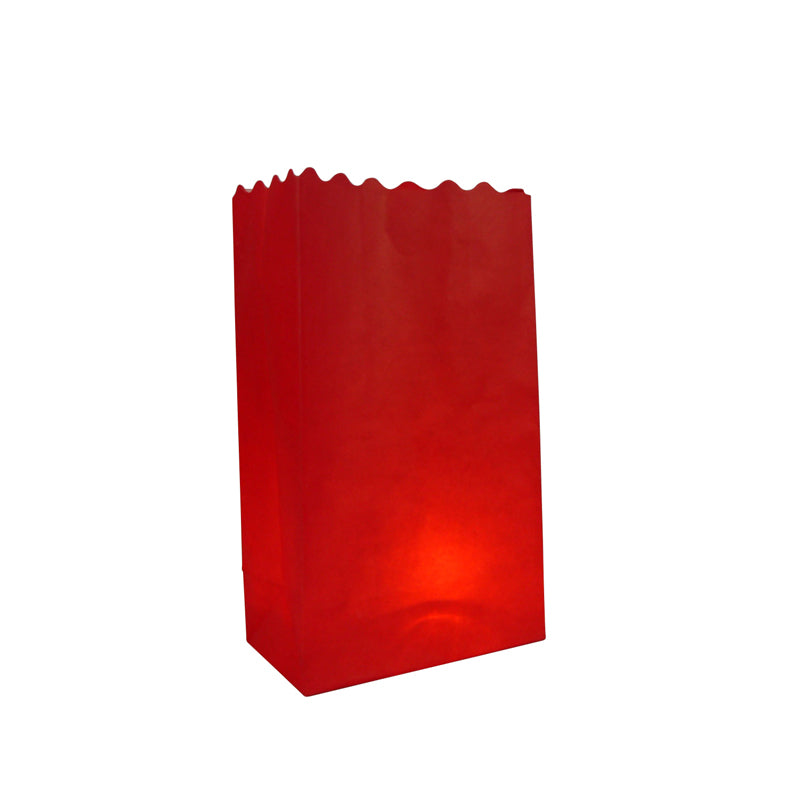 Red Solid Color Paper Luminaries / Luminary Lantern Bags Path Lighting (10 PACK) - PaperLanternStore.com - Paper Lanterns, Decor, Party Lights &amp; More