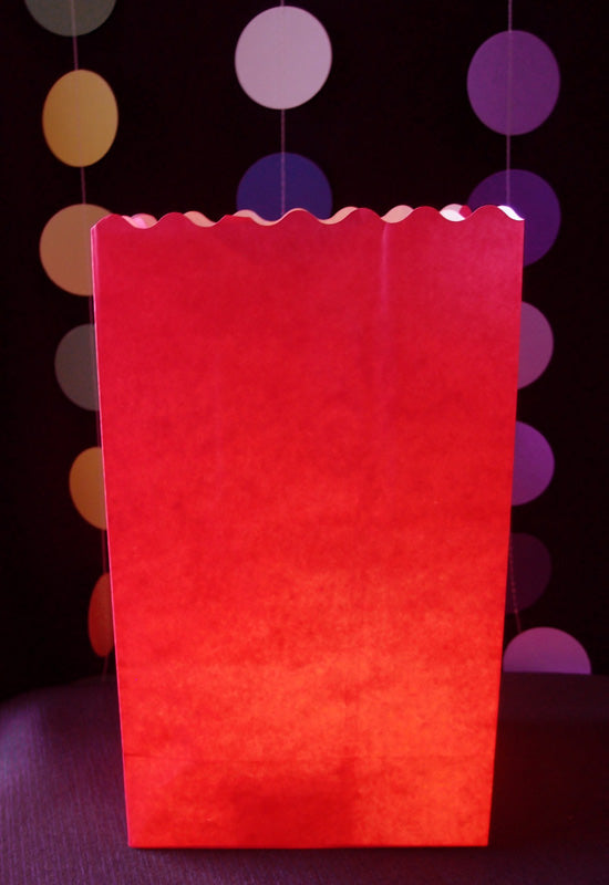 Red Solid Color Paper Luminaries / Luminary Lantern Bags Path Lighting