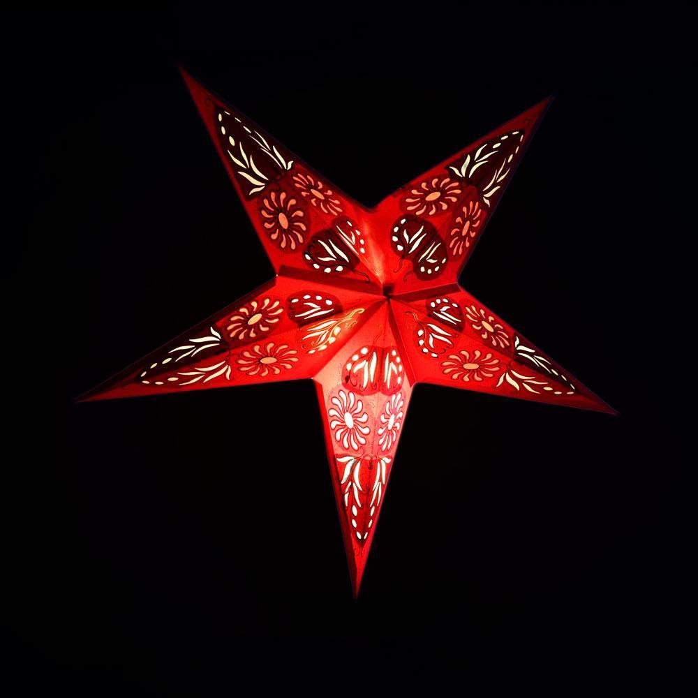 24" Golden Daisy Red Paper Star Lantern, Chinese Hanging Wedding & Party Decoration - PaperLanternStore.com - Paper Lanterns, Decor, Party Lights & More