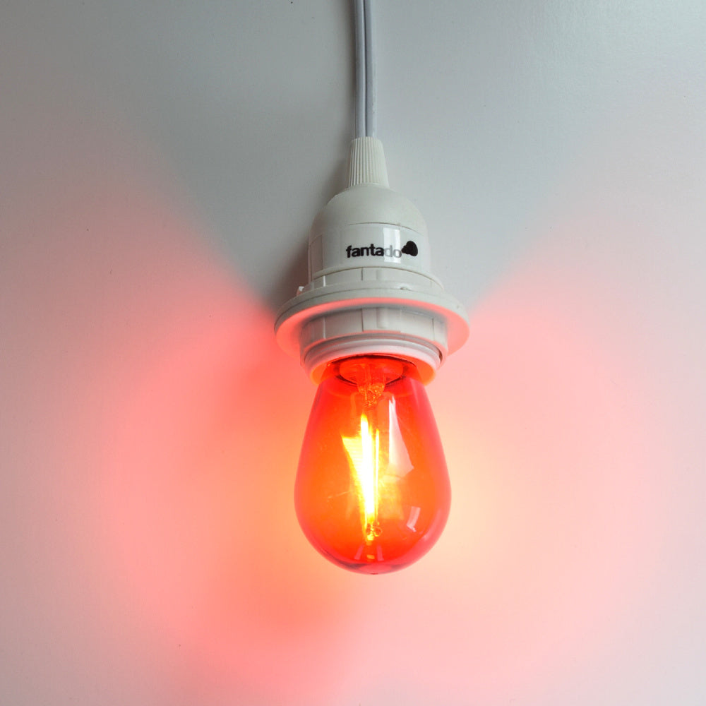 10-PACK Red LED Filament S14 Shatterproof Energy Saving Color Light Bulb, Dimmable, 2W, E26 Medium Base