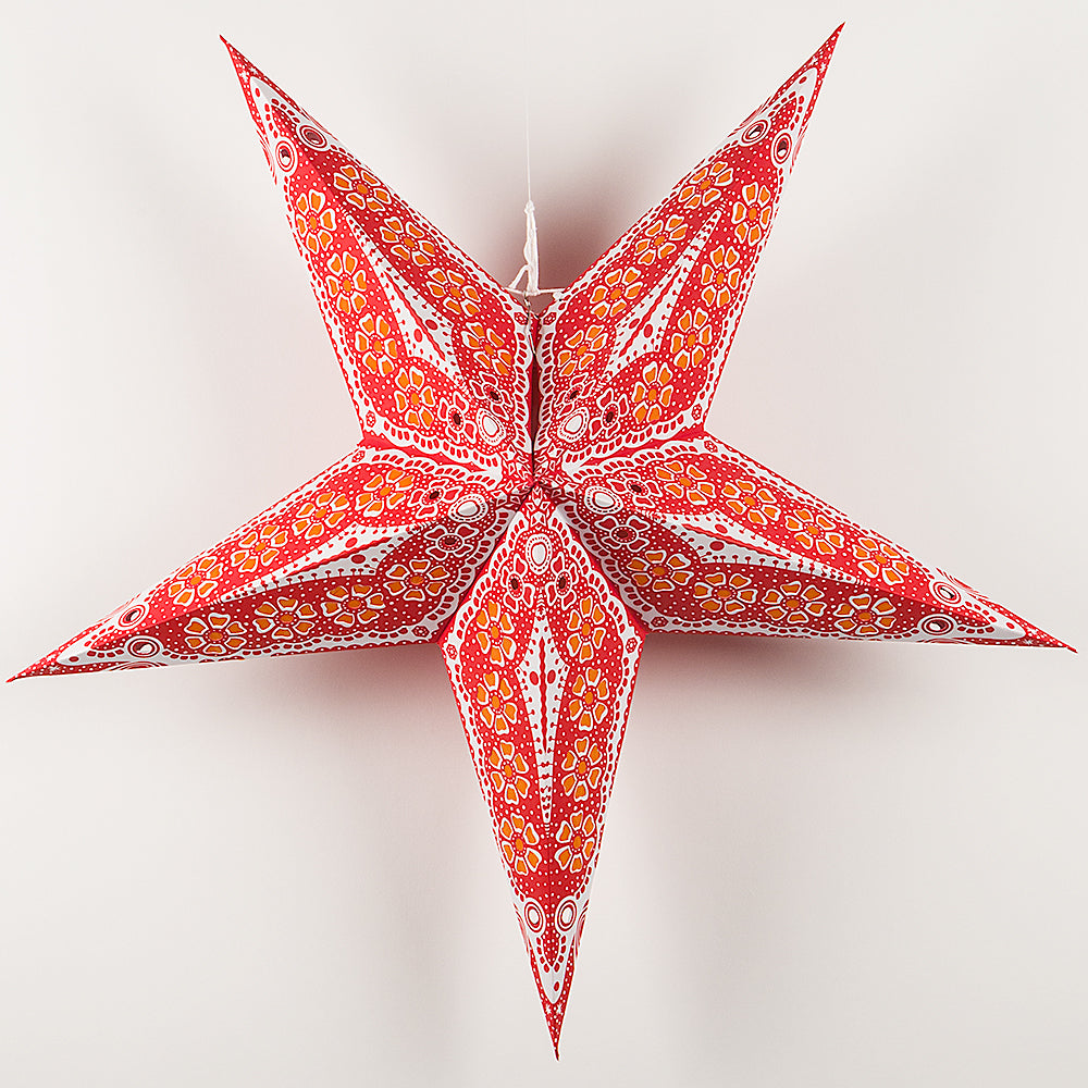 24" Red Petal Paper Star Lantern, Chinese Hanging Wedding & Party Decoration - PaperLanternStore.com - Paper Lanterns, Decor, Party Lights & More