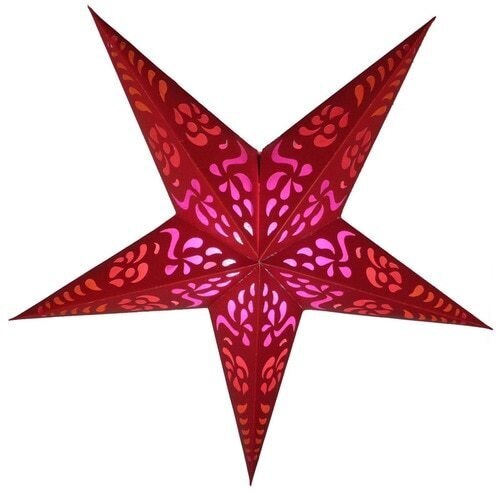 3-PACK + Cord | Red Punch 24&quot; Illuminated Paper Star Lanterns and Lamp Cord Hanging Decorations - PaperLanternStore.com - Paper Lanterns, Decor, Party Lights &amp; More