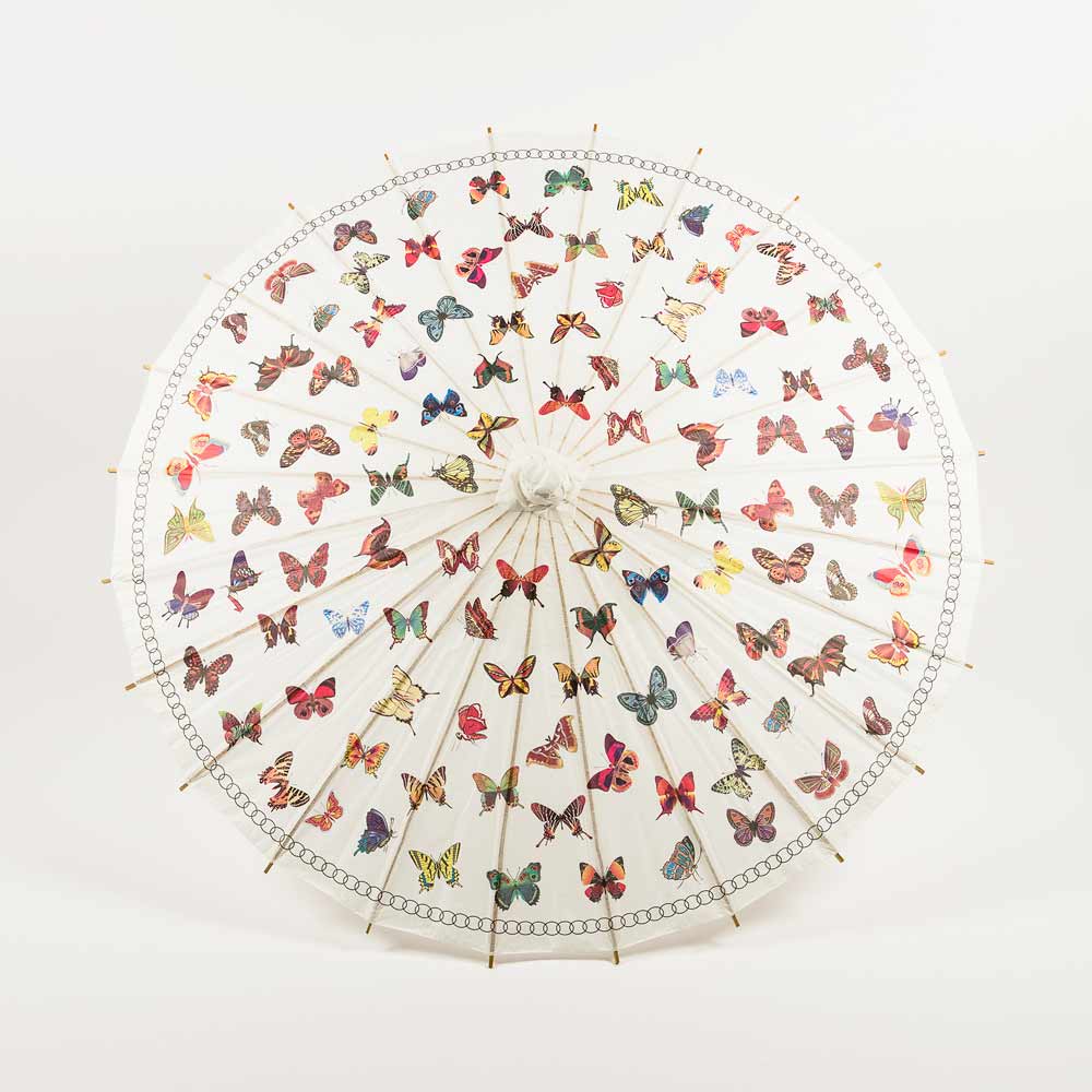 Large 32" Butterflies Parasol Umbrella, Premium Nylon with Elegant Handle