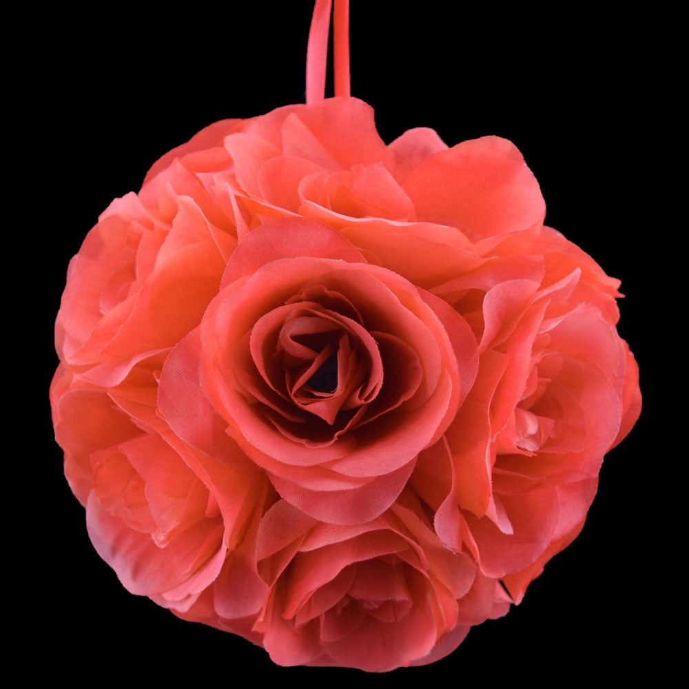 6&quot; Roseate / Pink Coral Rose Flower Pomander Small Wedding Kissing Ball for Weddings and Decoration - PaperLanternStore.com - Paper Lanterns, Decor, Party Lights &amp; More