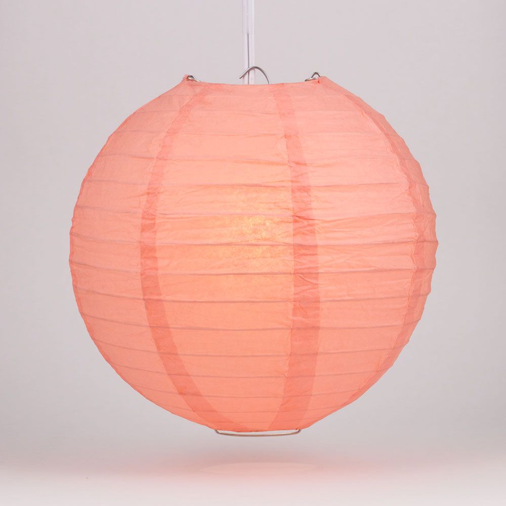 4" Roseate / Pink Coral Round Paper Lantern, Even Ribbing, Hanging Decoration (10 PACK) - PaperLanternStore.com - Paper Lanterns, Decor, Party Lights & More