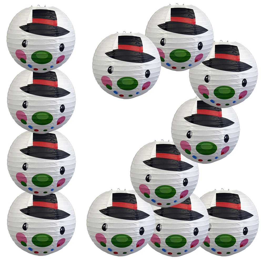 12 PACK | 14&quot; Frosty Snowman Christmas Holiday Paper Lantern - PaperLanternStore.com - Paper Lanterns, Decor, Party Lights &amp; More