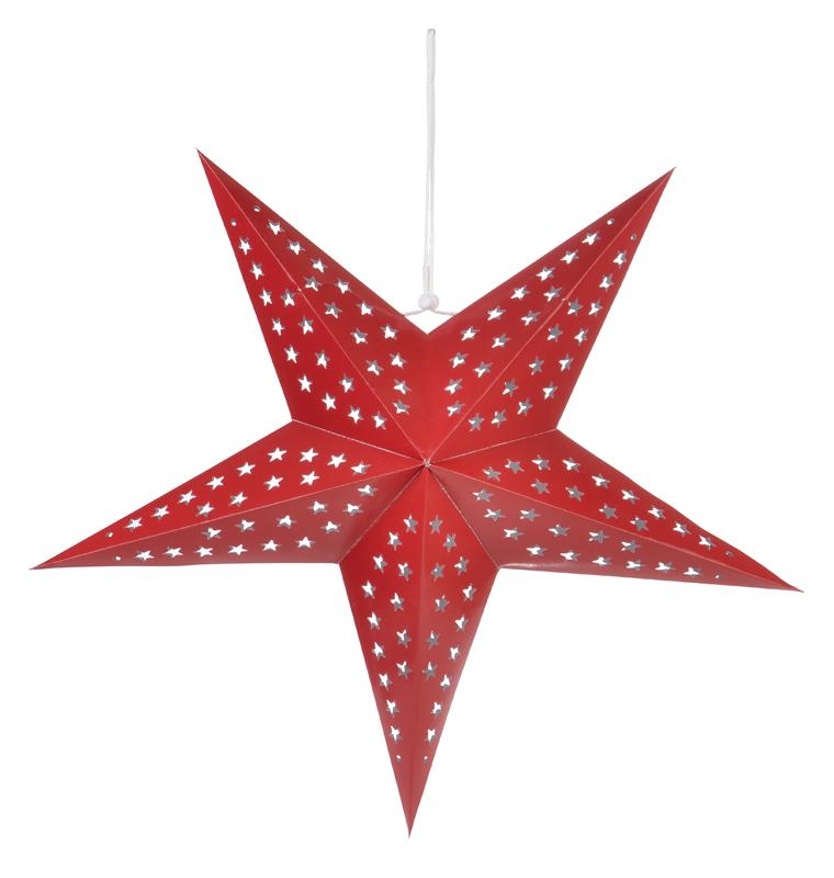 24" Solid Red Cut-Out Paper Star Lantern, Chinese Hanging Wedding & Party Decoration - Luna Bazaar | Boho & Vintage Style Decor