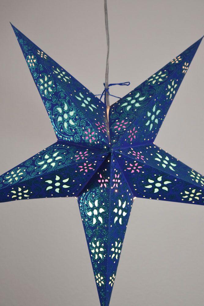 24&quot; Dark Blue / Green Winds Glitter Paper Star Lantern, Hanging - PaperLanternStore.com - Paper Lanterns, Decor, Party Lights &amp; More