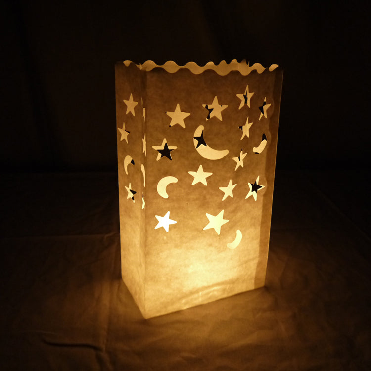 Star Moon Paper Luminaries / Luminary Lantern Bags Path Lighting (10 PACK) - PaperLanternStore.com - Paper Lanterns, Decor, Party Lights & More