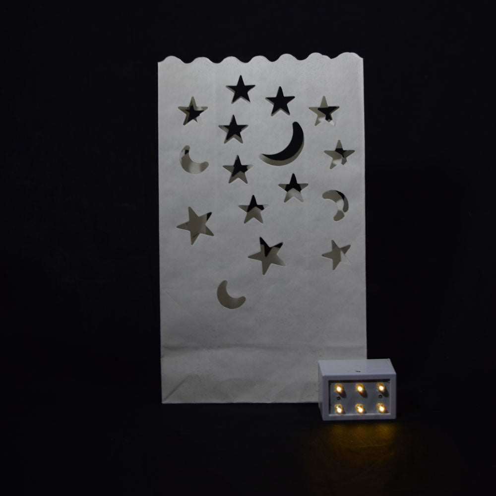 Star Moon Paper Luminaries / Luminary Lantern Bags Path Lighting (10 PACK) - PaperLanternStore.com - Paper Lanterns, Decor, Party Lights & More