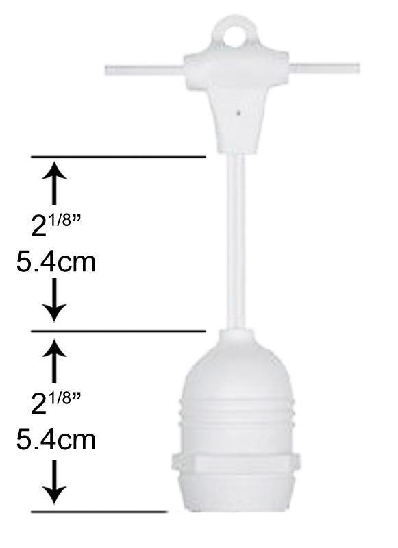 (Cord Only) 10 Suspended Socket SJTW Outdoor Commercial DIY String Light 21 FT White Cord w/ E26 Medium Base, Weatherproof