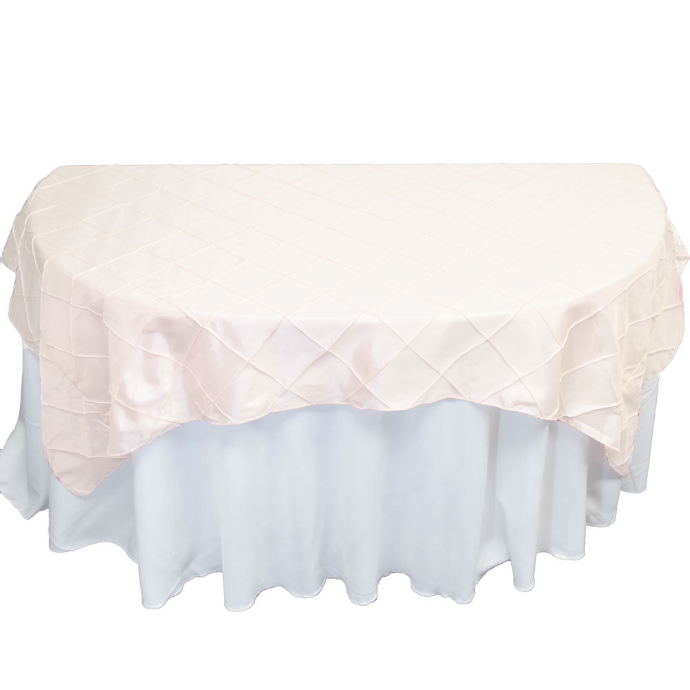 Beige / Ivory Square Pintuck Chameleon Table Cloth Overlay Cover - 72 x 72 Inch - PaperLanternStore.com - Paper Lanterns, Decor, Party Lights &amp; More