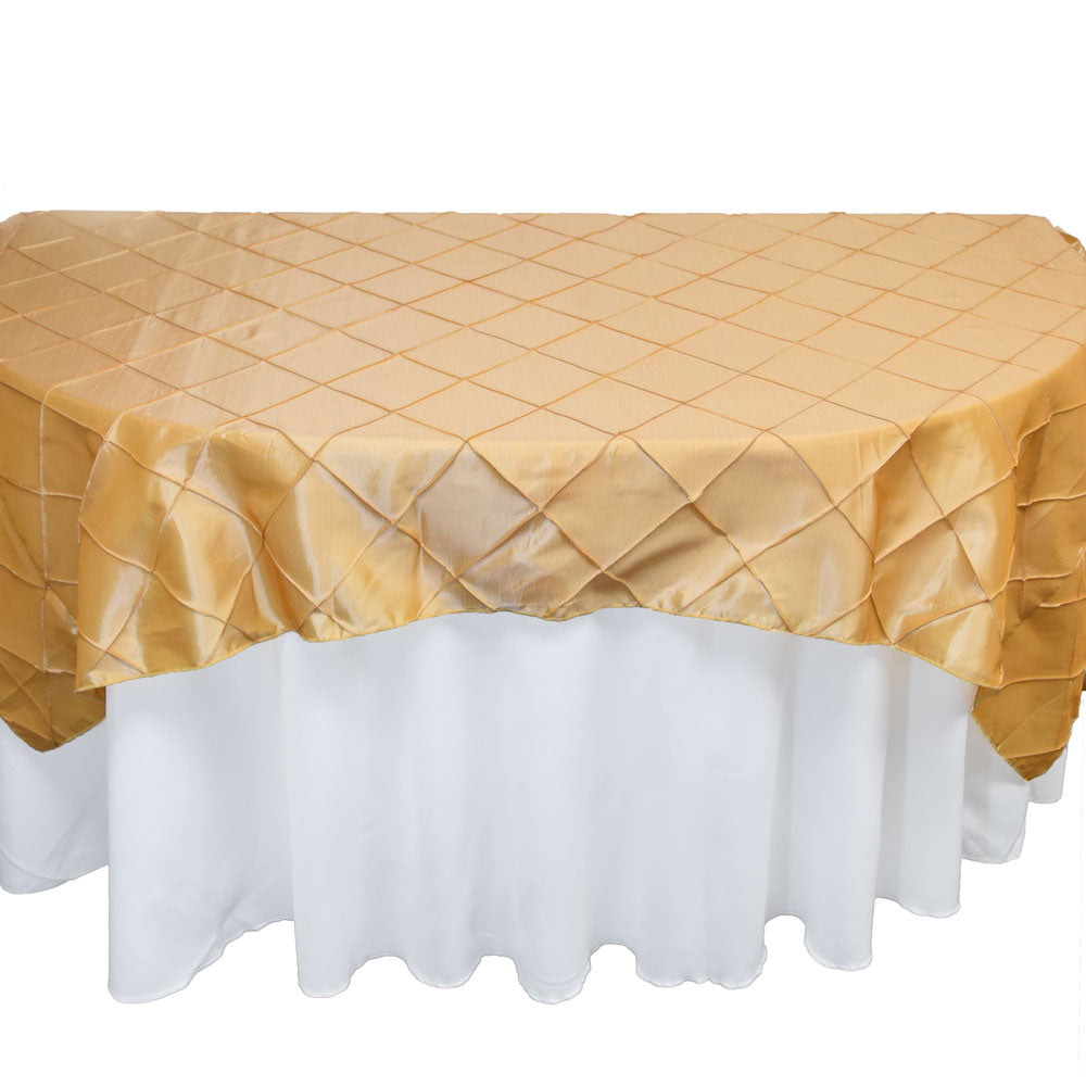 Gold Square Pintuck Chameleon Table Cloth Overlay Cover - 72 x 72 Inch - PaperLanternStore.com - Paper Lanterns, Decor, Party Lights &amp; More