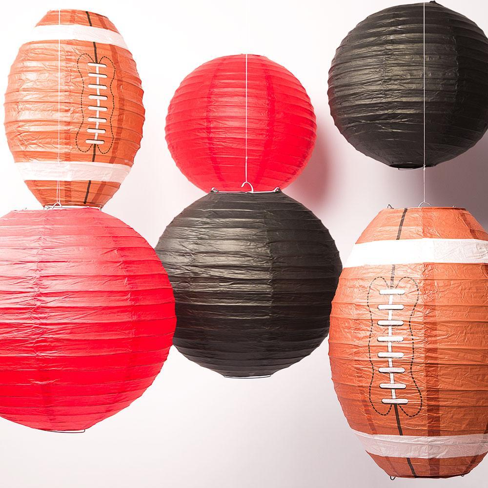 Tampa Bay Pro Football Paper Lanterns 6pc Combo Tailgating Party Pack (Red/Black)  - by PaperLanternStore.com - Paper Lanterns, Decor, Party Lights &amp; More