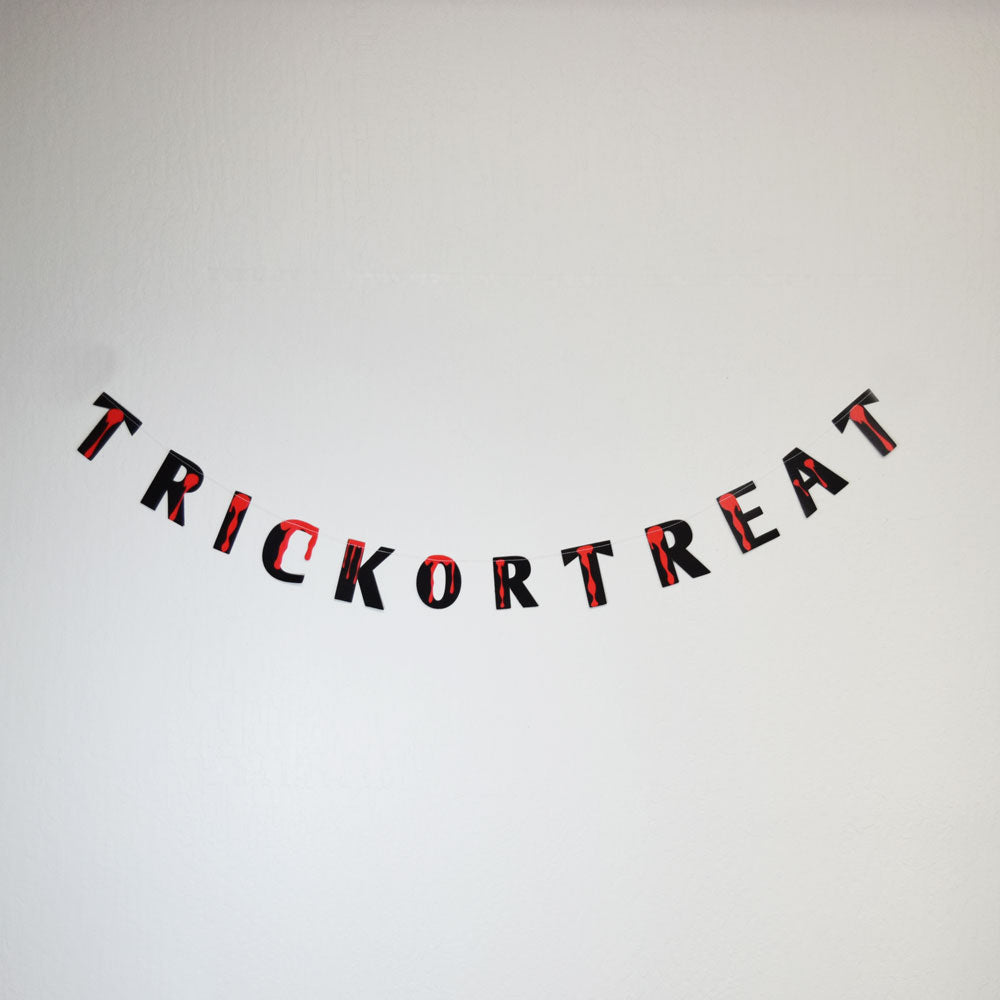 Trick-Or-Treat Bloody Halloween Paper Garland Banner (5FT) - PaperLanternStore.com - Paper Lanterns, Decor, Party Lights & More