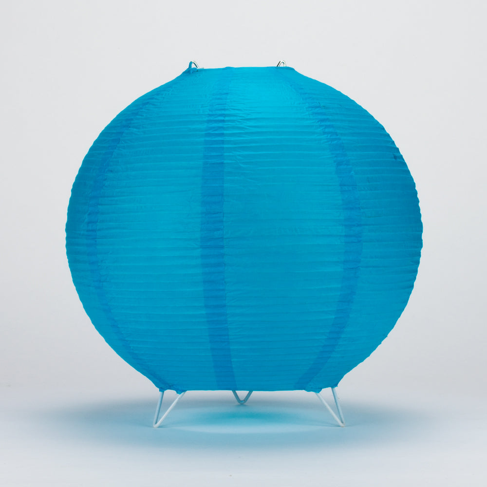 Turquoise Blue Round Centerpiece Candle Lantern w/ Fine Lines - PaperLanternStore.com - Paper Lanterns, Decor, Party Lights & More
