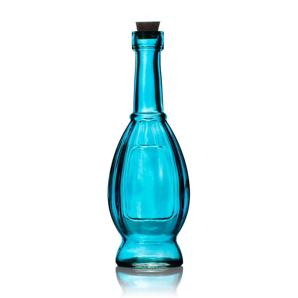 6.5" Vera Turquoise Vintage Glass Bottle with Cork - DIY Wedding Flower & Bud Vases - PaperLanternStore.com - Paper Lanterns, Decor, Party Lights & More