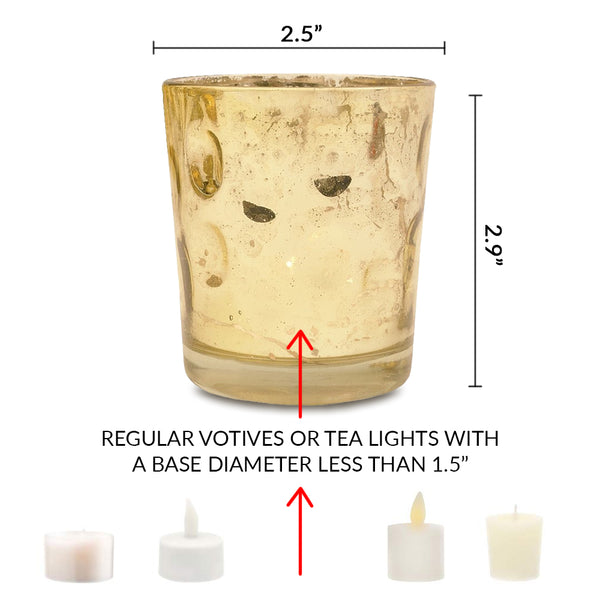 Mercury Glass Candle Holder (3" Tess Design, Rose Gold Pink) for use