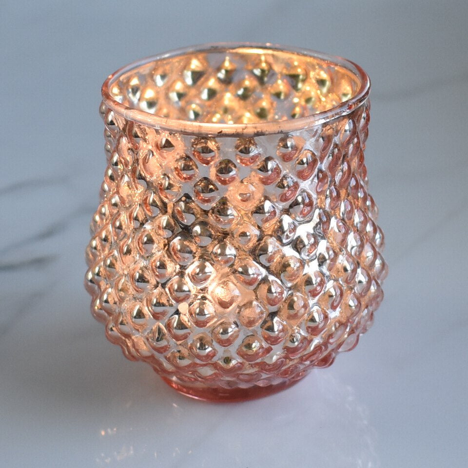 6 Pack | Vintage Mercury Glass Vase and Candle Holder (3-Inch, Small Ruby, Rose Gold Pink) - For Use with Tea Lights - For Home Decor, Parties and Wedding Decorations - PaperLanternStore.com - Paper Lanterns, Decor, Party Lights & More