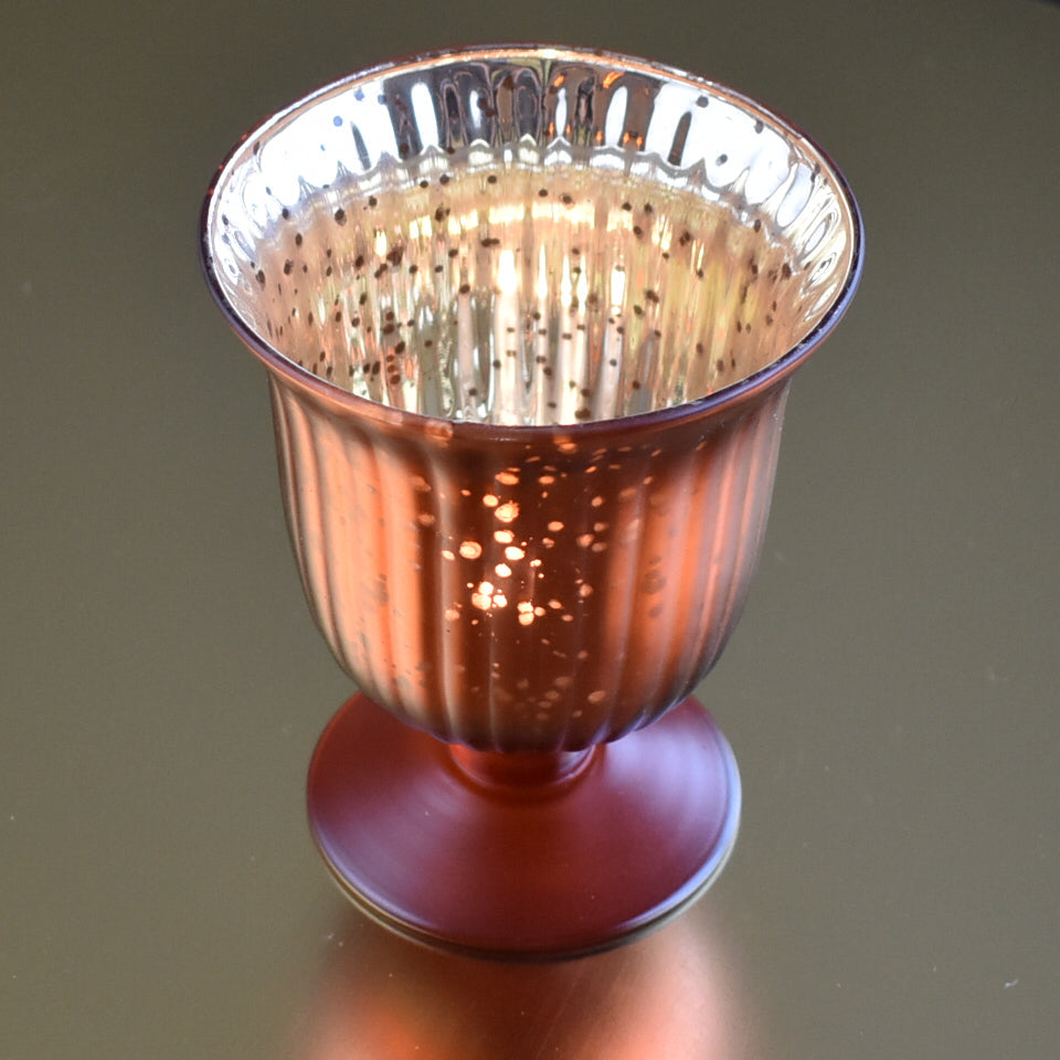 Vintage Mercury Glass Candle Holder (5-Inch, Emma Design, Fluted Urn, Rustic Copper Red) - Decorative Candle Holder - For Home Decor, Party Decorations, and Wedding Centerpieces - PaperLanternStore.com - Paper Lanterns, Decor, Party Lights & More