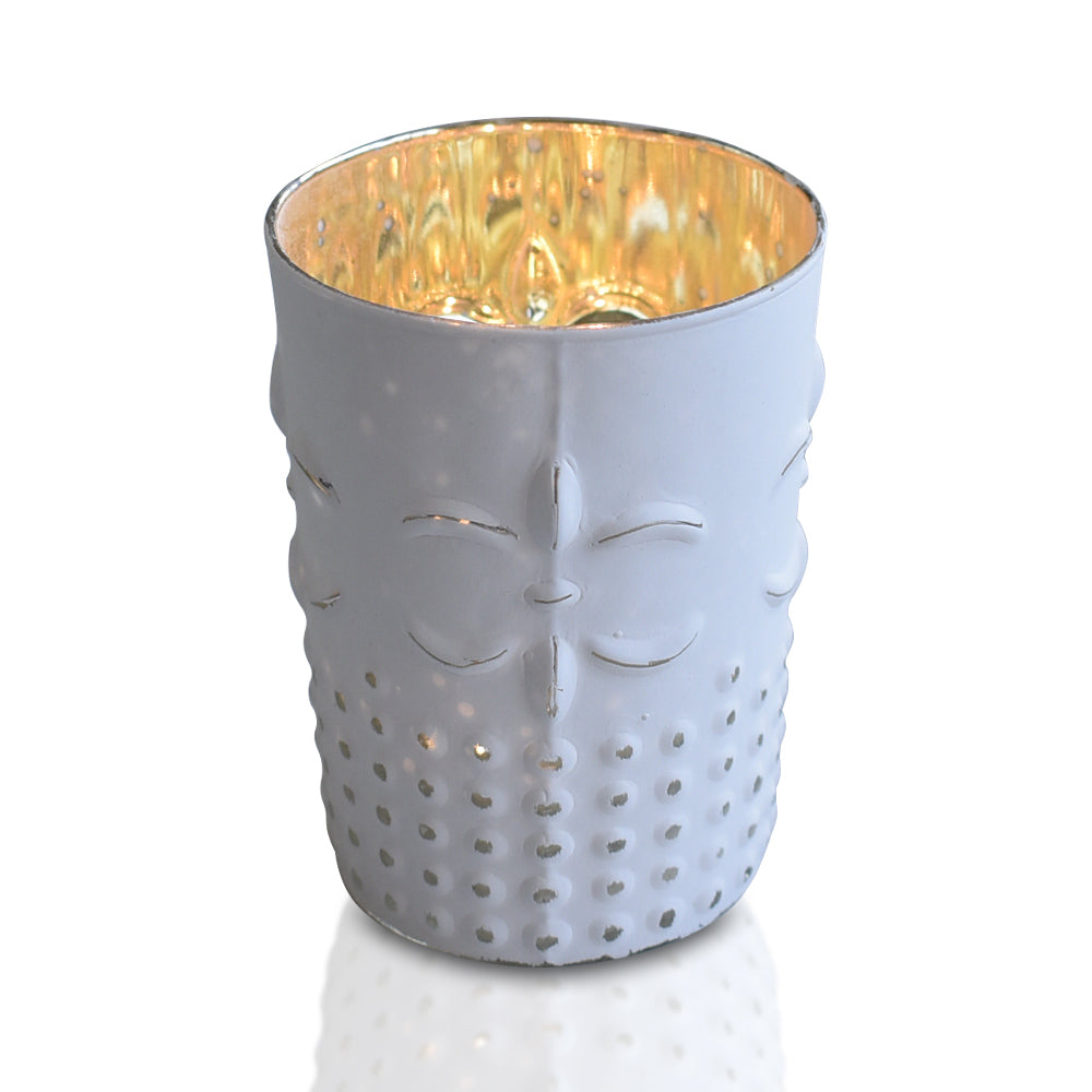 6 Pack | Fleur Mercury Glass Tealight Holder (Set of 6, Antique White) For Use with Tea Lights - PaperLanternStore.com - Paper Lanterns, Decor, Party Lights & More
