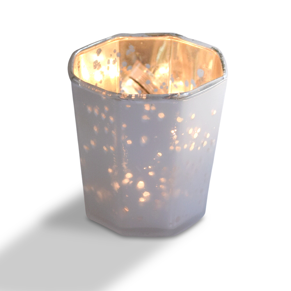 Patricia Mercury Glass Tealight Holder - Pearl White For Use with Tea Lights - For Home Decor, Parties and Wedding Decorations