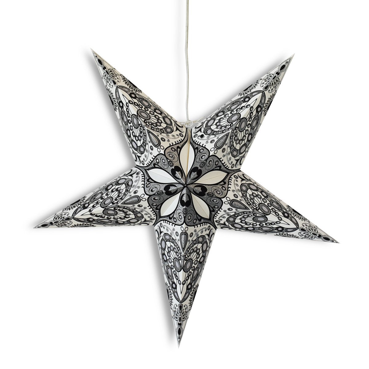 24" White Victoria Glitter Paper Star Lantern, Hanging Wedding & Party Decoration - PaperLanternStore.com - Paper Lanterns, Decor, Party Lights & More