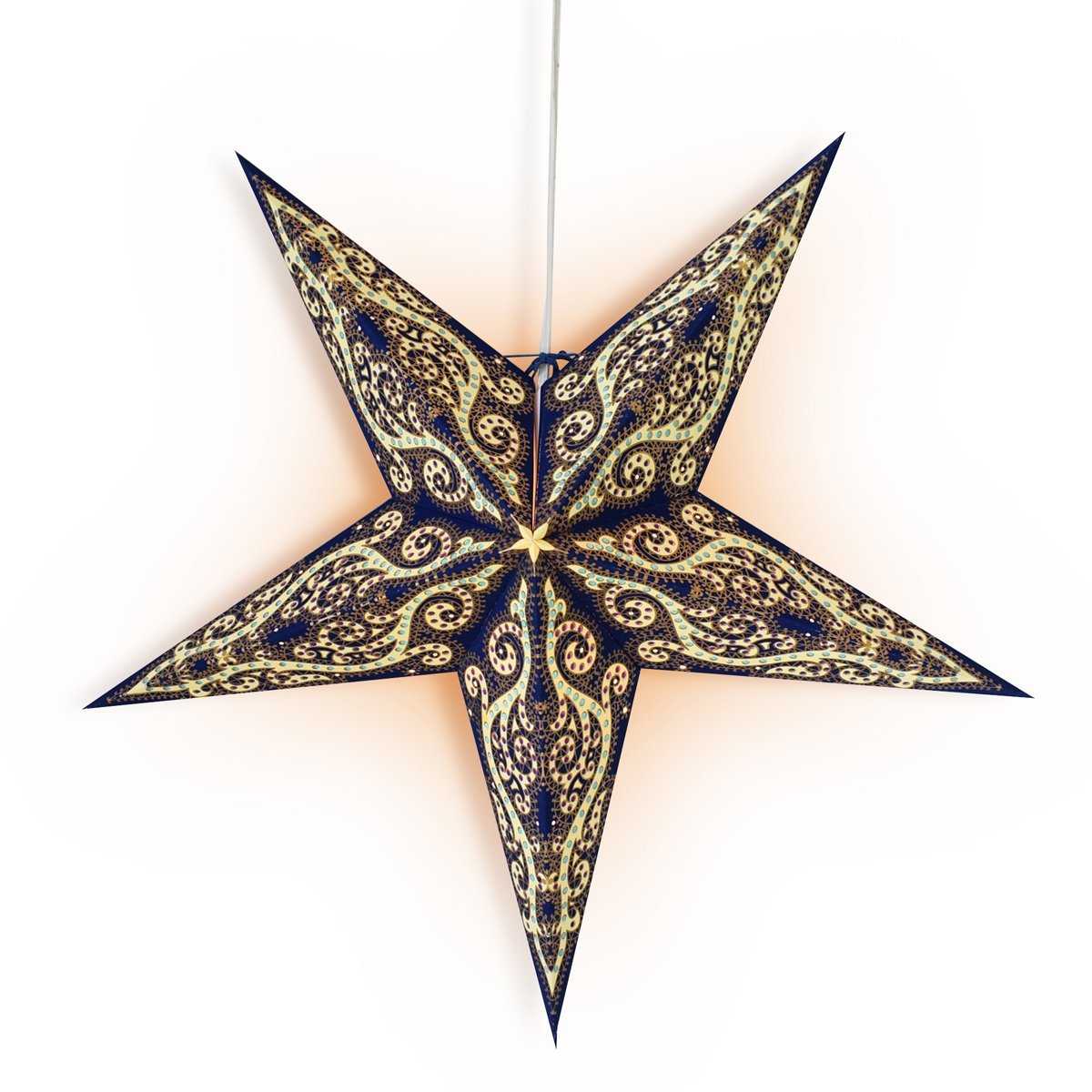 24" Blue Vines Paper Star Lantern, Hanging Wedding & Party Decoration