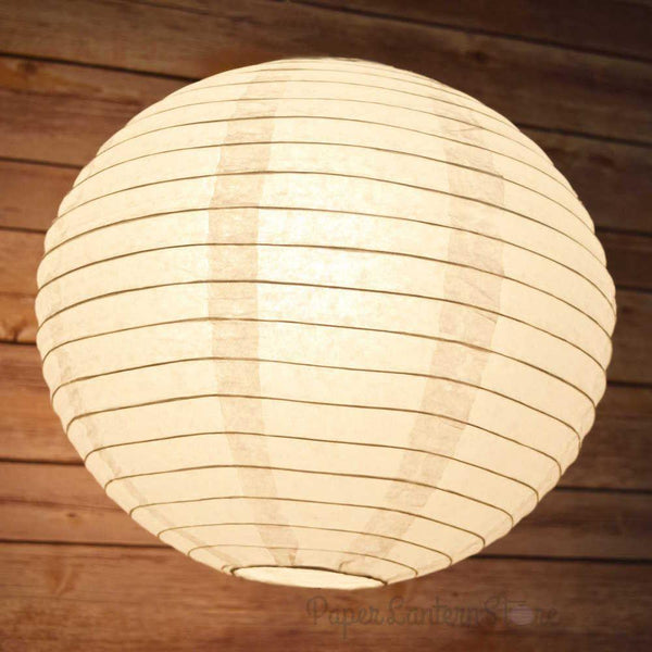 16 Inch White Round Paper Lantern, Even Ribbing, Chinese Hanging Wedding &amp; Party Decoration - LunaBazaar.com - Discover. Celebrate. Decorate.