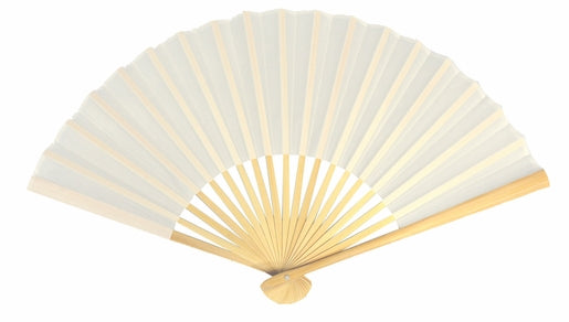 BULK PACK (50) 9" White Silk Hand Fans for Weddings - PaperLanternStore.com - Paper Lanterns, Decor, Party Lights & More