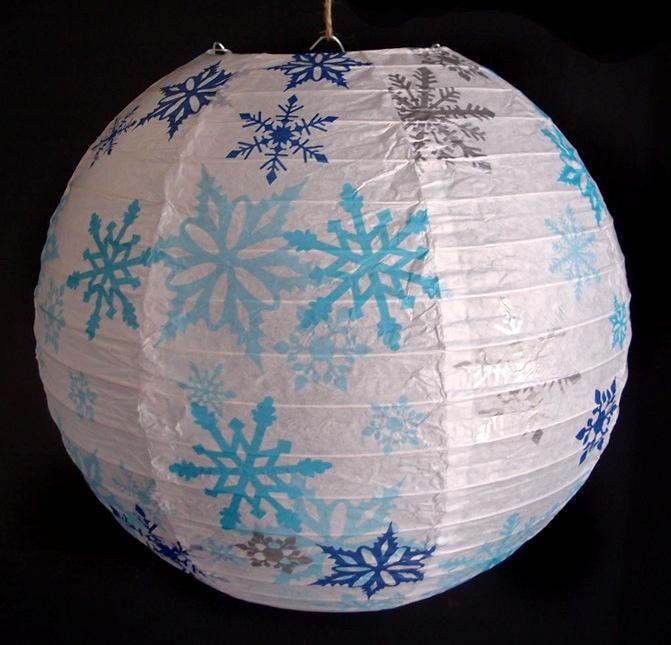 14&quot; White Snowflake Christmas Holiday Paper Lantern - PaperLanternStore.com - Paper Lanterns, Decor, Party Lights &amp; More