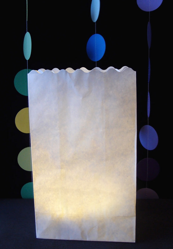 White Solid Color Paper Luminaries / Luminary Lantern Bags Path Lighting (10 PACK) - PaperLanternStore.com - Paper Lanterns, Decor, Party Lights &amp; More