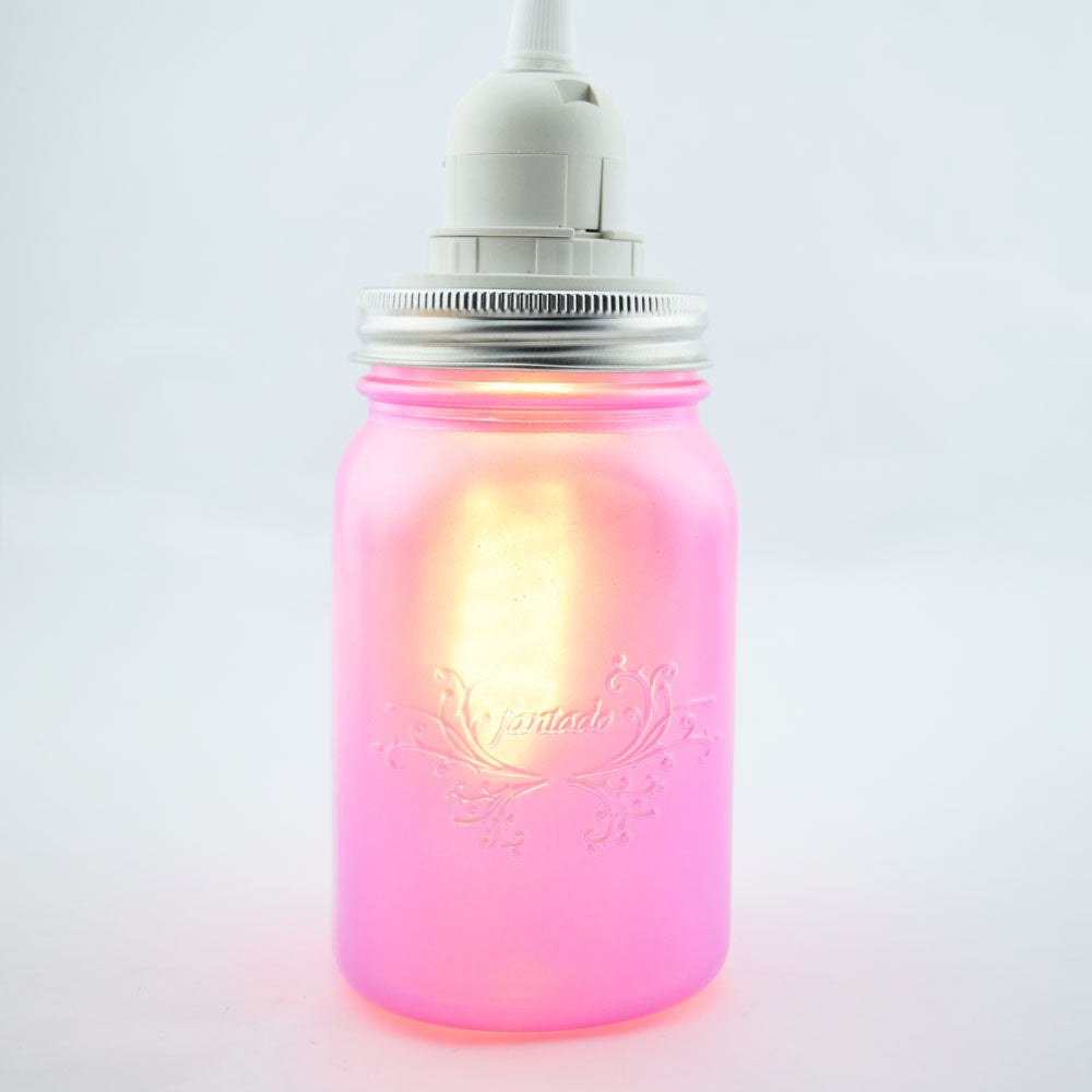 Fantado Frosted Lavender Mason Jar Pendant Light Kit, Wide Mouth, Clear Cord, 15FT - PaperLanternStore.com - Paper Lanterns, Decor, Party Lights & More