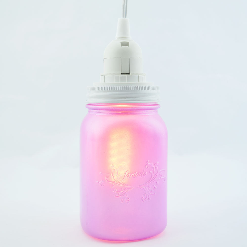 Fantado Frosted Lavender Mason Jar Pendant Light Kit, Wide Mouth, White Cord, 15FT - PaperLanternStore.com - Paper Lanterns, Decor, Party Lights & More