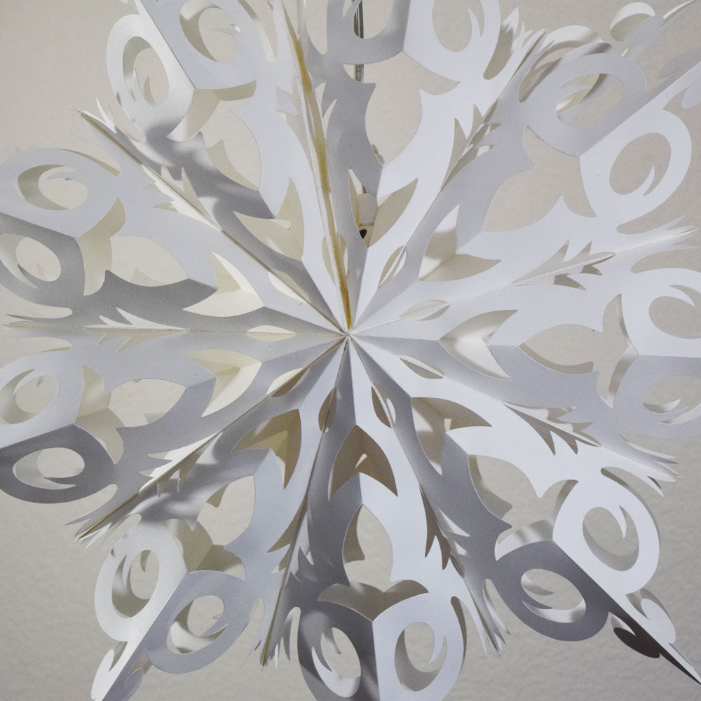 Pizzelle Paper Star Lantern (24-Inch, White, Winter Frozen Snowflake Design) - PaperLanternStore.com - Paper Lanterns, Decor, Party Lights &amp; More