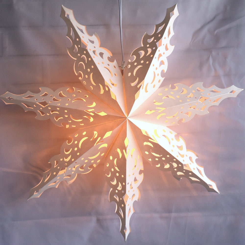 Quasimoon Pizzelle Paper Star Lantern (24-Inch, White, North Star Snowflake Design) - Great With or Without Lights - Holiday Snowflake Decorations - PaperLanternStore.com - Paper Lanterns, Decor, Party Lights & More