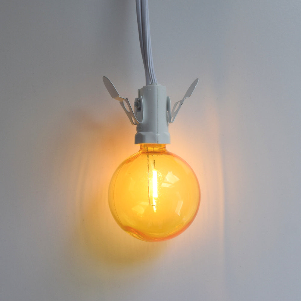 Yellow LED Filament G50 Globe Shatterproof Energy Saving Color Light Bulb, Dimmable, 1W, E12 Candelabra Base