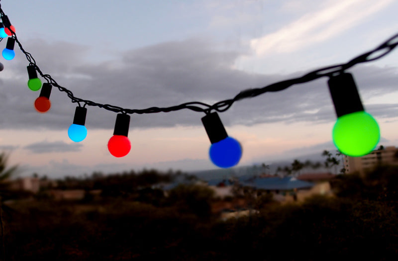 50 MULTI-COLOR / RGB LED LARGE BALL STRING LIGHTS (17FT, BLACK CORD)