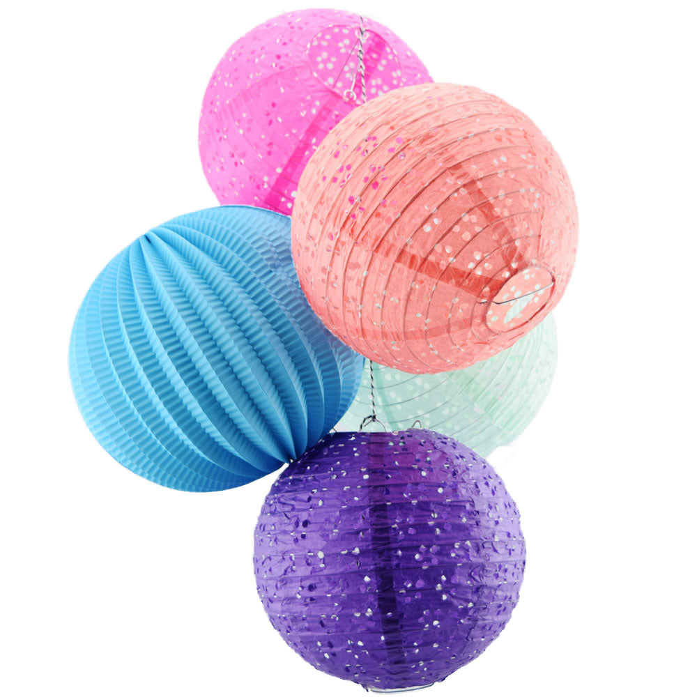 Decorative and Brightly Colored Hanging Paper Lanterns