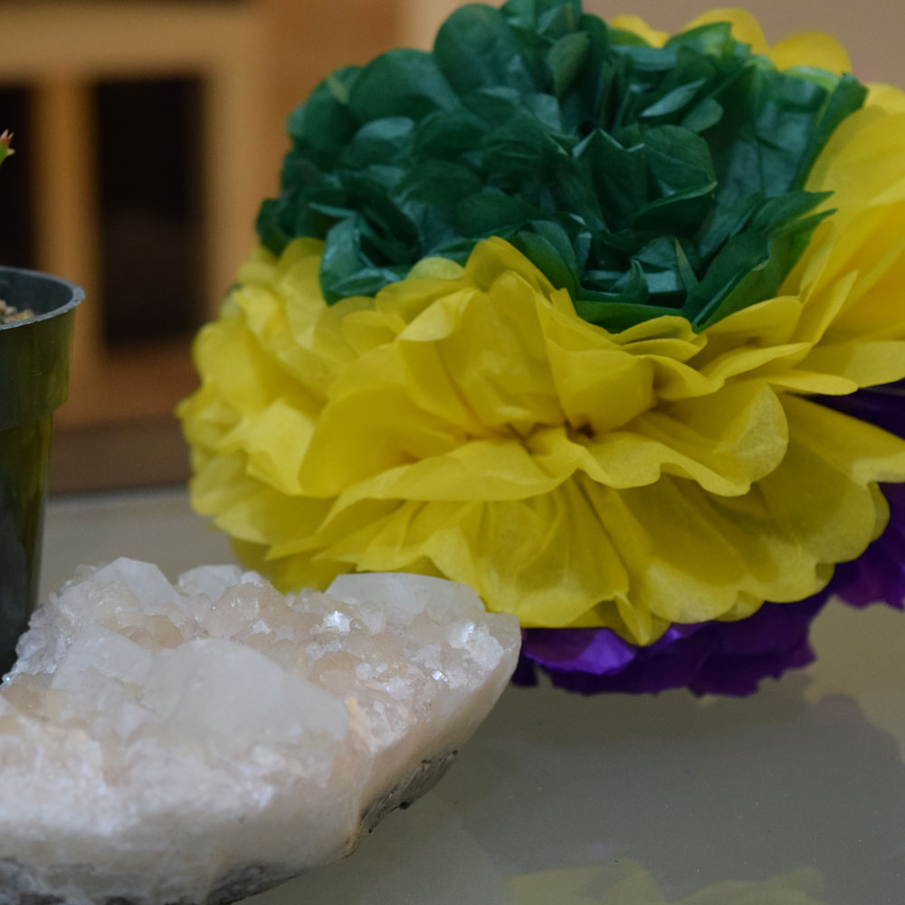 DIY Mardi Gras Tissue Paper Pom Pom