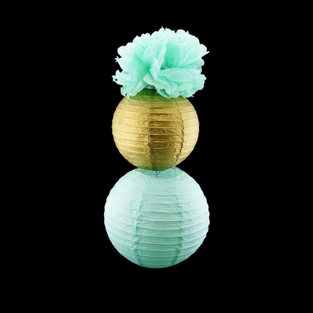 Mint & Gold Hanging Paper Decoration