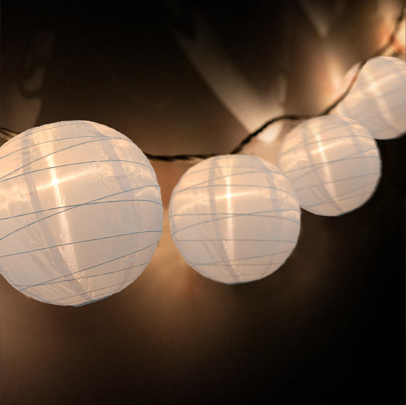 Electric String Lights with 10 Nylon Lanterns (Silver) 