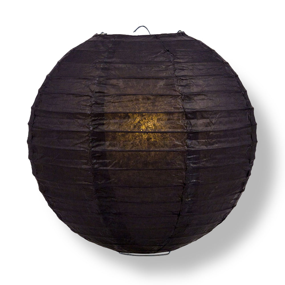 Black Round Even Ribbing Paper Lanterns
