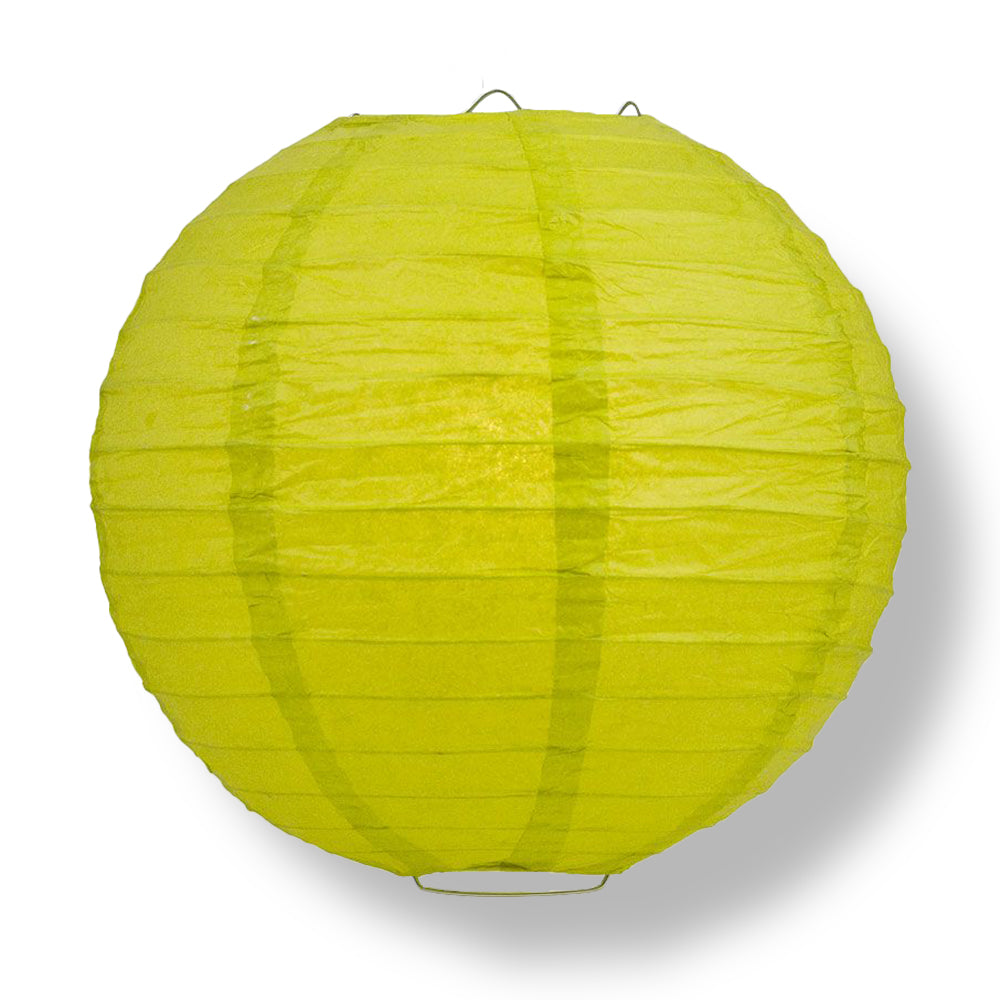 Chartreuse Round Even Ribbing Paper Lanterns