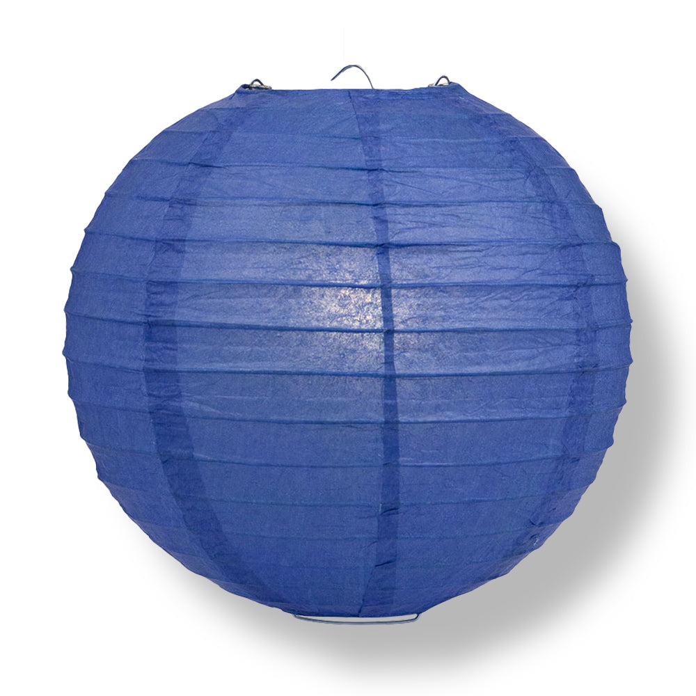 Dark Blue Round Even Ribbing Paper Lanterns