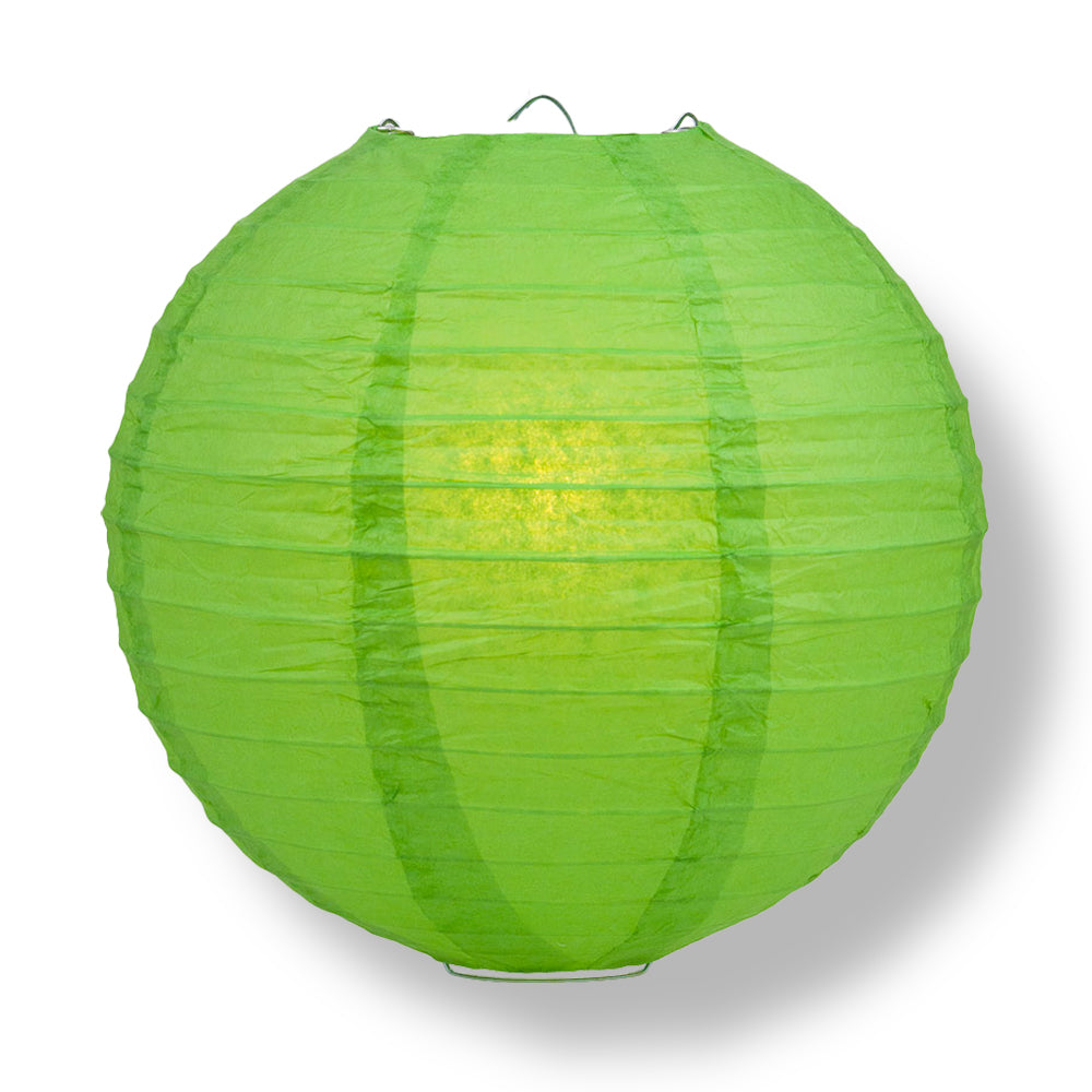 Grass Green Round Even Ribbing Paper Lanterns
