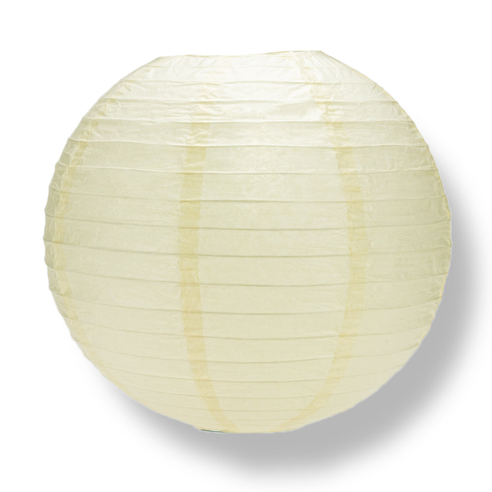 Ivory Round Even Ribbing Paper Lanterns