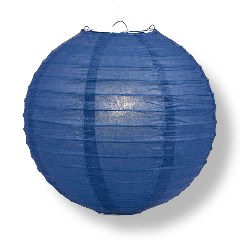 Navy Blue Round Even Ribbing Paper Lanterns