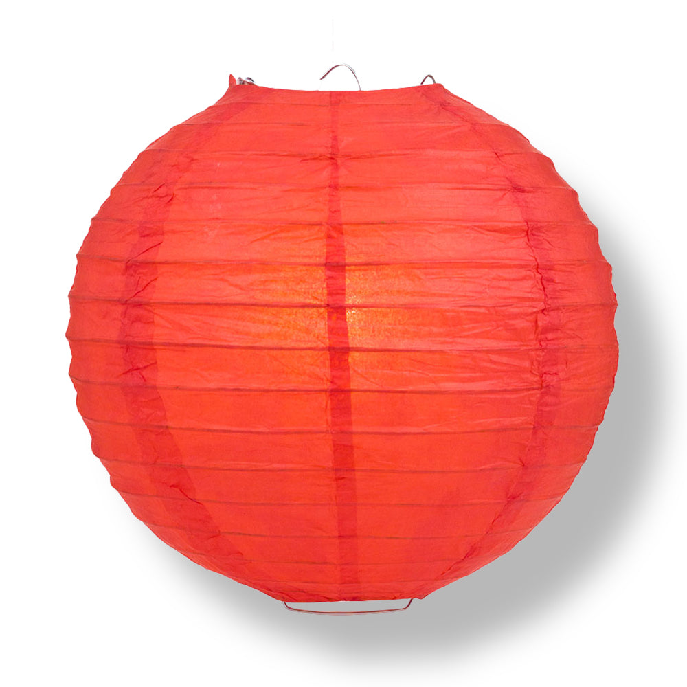 Red Round Even Ribbing Paper Lanterns